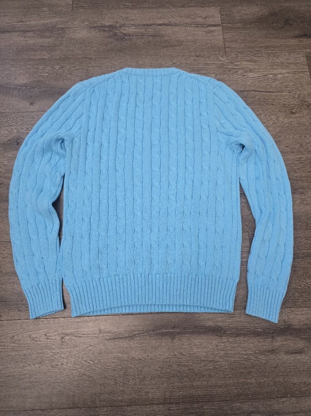 Polo Ralph Lauren cable-knit crewneck sweater Blue Pink Preppy Quiet Luxury - Picture 10 of 10